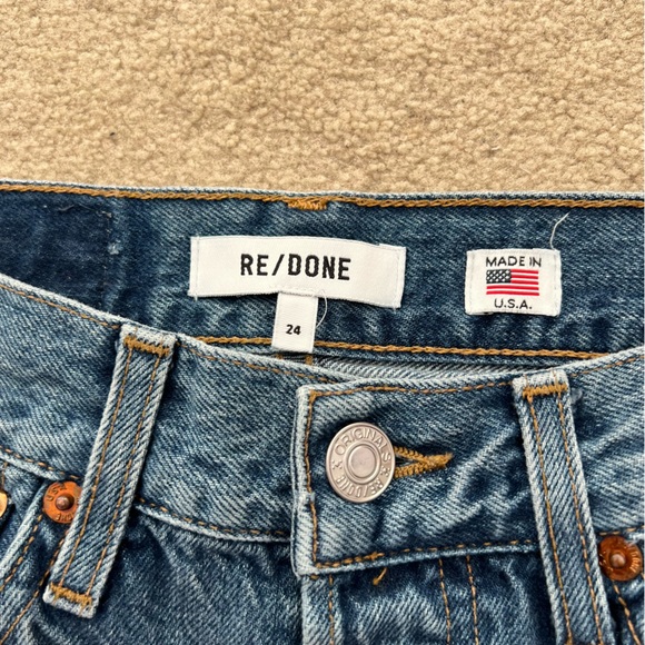 Re/Done Originals 90s High Rise Loose Leg Jeans Distressed Size 24 - Picture 11 of 14